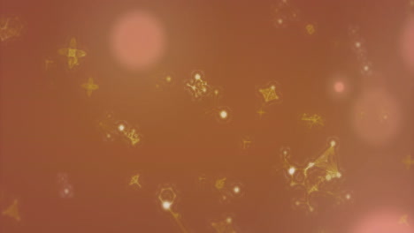 Animation-of-molecules-over-light-spots-on-orange-background