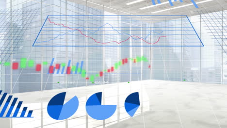 Animation-of-data-processing-and-diagrams-over-cityscape