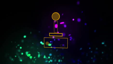 Animation-Eines-Videospiel-Joysticks-über-Leuchtenden-Punkten-Auf-Schwarzem-Hintergrund