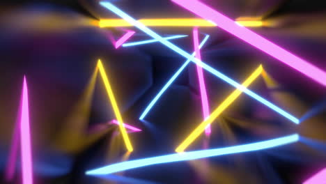 Animation-of-neon-lines-on-empty-digital-tunnel