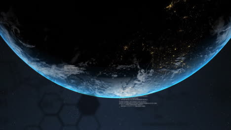 Animation-of-data-processing-over-globe-on-black-background