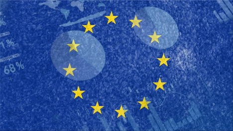 Animation-of-financial-data-processing-over-flag-of-european-union