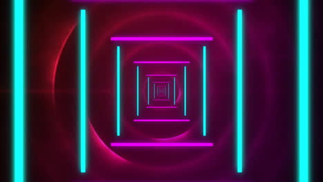 Animation-Eines-Digitalen-Tunnels-über-Rosa-Neonkreisen