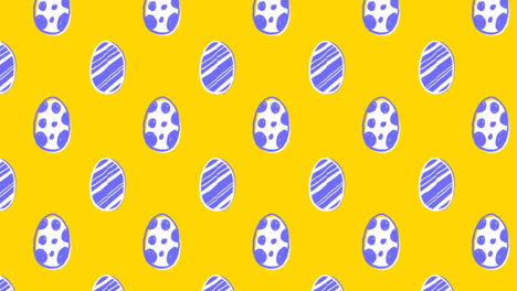 Animation-of-moving-easter-eggs-over-yellow-background