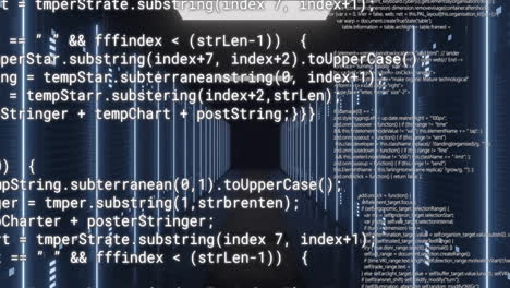 Animation-of-text-data-processing-over-dark-computer-server-room