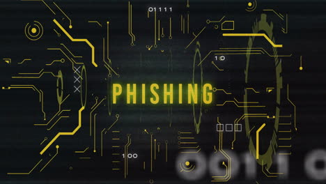 Animación-De-Texto-De-Phishing-Y-Procesamiento-De-Datos-Digitales-Sobre-Fondo-Negro