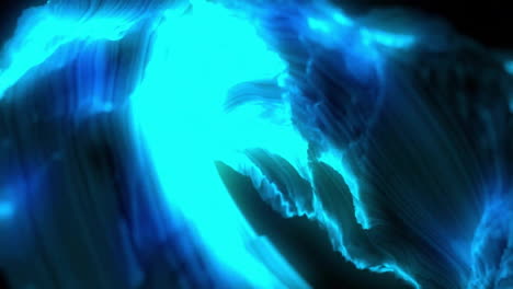 Animation-Einer-Leuchtend-Blauen-Rotierenden-Welle-Auf-Schwarzem-Hintergrund
