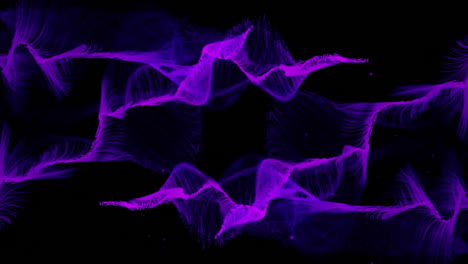 Animation-Von-Violetten-Netzwerkwellen,-Die-Sich-Auf-Schwarzem-Hintergrund-Bewegen