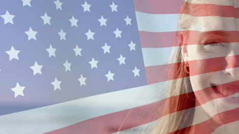 Animation-of-flag-of-usa-over-caucasian-woman