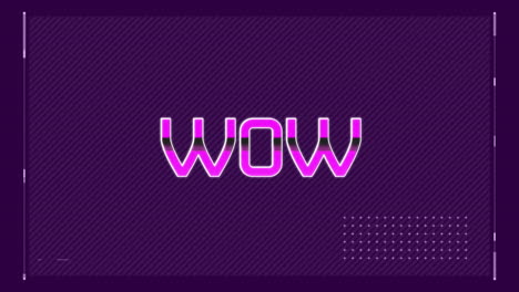 Animation-Von-Wow-Text-Und-Digitalem-Bildschirm-Auf-Violettem-Hintergrund