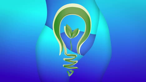 Animation-of-lightbulb-with-plant-over-blue-background