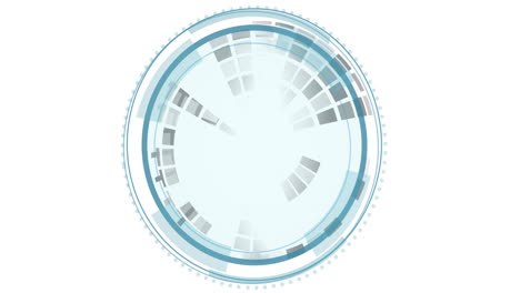 Animation-Des-Datenschutztextes-über-Der-Kreisförmigen-Scanner-Spiegelkugelverarbeitung-Auf-Weißem-Hintergrund