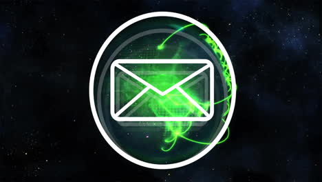 Animation-Eines-Verbindungsnetzwerks-Und-Eines-Globus-Mit-E-Mail-Symbol