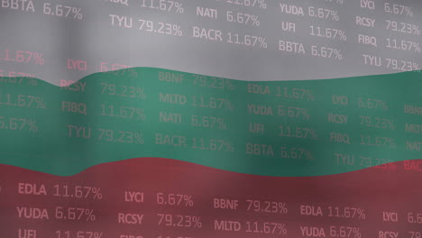 Animation-Der-Verarbeitung-Finanzieller-Daten-über-Der-Flagge-Bulgariens