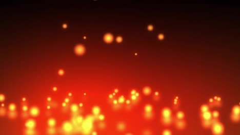 Animation-of-yellow-spots-falling-on-red-and-black-background