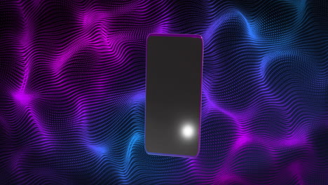 Animation-of-smartphone-over-colourful-shapes-on-black-background