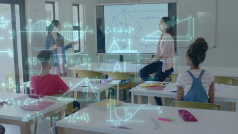 Animation-Der-Mathematischen-Datenverarbeitung-An-Verschiedenen-Schülern-In-Der-Schule