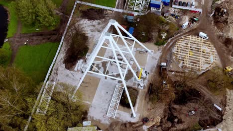Aerial-drone-fly-at-Ferris-Wheel-construction-Amusement-park-in-Riga-Latvia