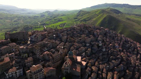 Cinematic-Establishing-Drone-Shot-Above-Gangi,-Sicily