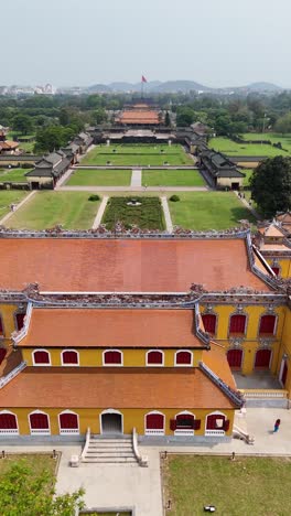 Imperial-City-of-Hue,-Vietnam---Aerial-View-of-Historic-Architecture,-vertical