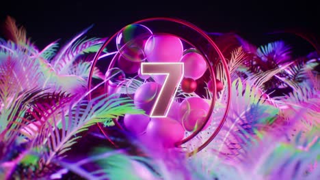4K-Beautiful-Colourful-Tropical-10-Seconds-Countdown-Trending-Nature-Floral-Plants-Palm-Trees-Landscape-3D-Animated-Spheres-Neon-Glow-Caustics-Iridescent-Realistic-Minimalist-Elegant-Rainbow-Circle