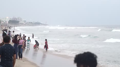 Slow-Motion-Footage-Of-Sea-Waves,-Mumbai-Bandra-Worli-Sea-Link-Flyover