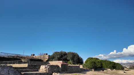 Ancient-ruins-in-Pafos,-Cyprus,-featuring-stone-walls-and-remnants-of-structures