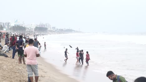 Slow-Motion-Footage-Of-Sea-Waves,-Mumbai-Bandra-Worli-Sea-Link-Flyover