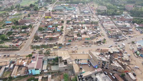 Aerial-view-of-developing-African-town-center-at-Loitokitok,-Kenya