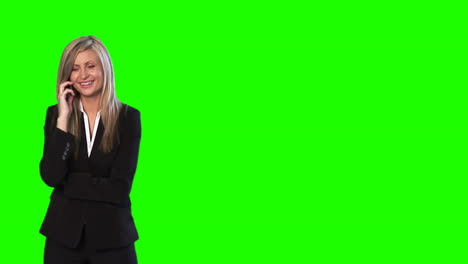 Greenscreen-Aufnahmen-Einer-Geschäftsfrau-Am-Telefon