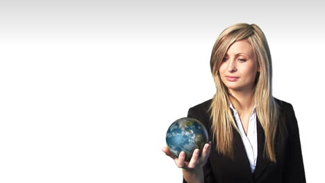 Businesswoman-holding-the-earth