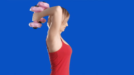 Blue-screen-footage-of-a-woman-working-out