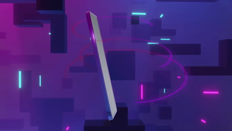 Animation-Eines-Smartphones-Mit-Leerem-Bildschirm-Auf-Violettem-Hintergrund