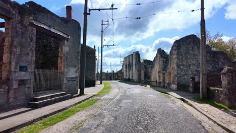 Ruins-of-Oradour-sur-Glane-old-village,-Haute-Vienne-department,-New-Aquitaine-in-France