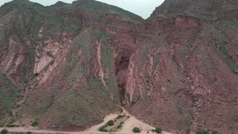 Aerial-view-of-Garganta-del-Diablo-rock-formation,-geological-tourism-area-in-Salta,-Argentina