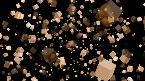 3D-floating-flying-spinning-cube-shape-square-animation-movement-in-space-on-black-background-visual-effect-geometric-pattern-colour-brown