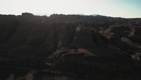 An-aerial-perspective-reveals-the-rugged-and-desolate-expanse-of-Utah's-desert-landscape-in-the-USA