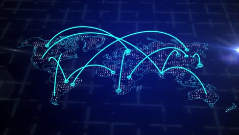 Mapa-Mundial-Con-Conexión-De-Red-Global,-Datos-Y-Economía