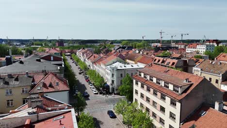 Klaipeda-old-town,-lithuania-on-a-sunny-day,-aerial-view
