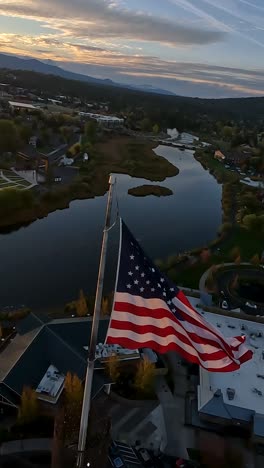 Vertical-cinematic-aerial-slow-motion-of-flag