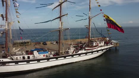 Simon-Bolivar-Military-training-ship,-at-Port-of-Place-muelle-Valdez,-Isla-de-Margarita-venezuela