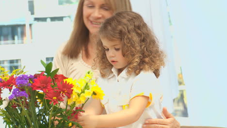 Cute-girl-making-a-bunch-of-flowers