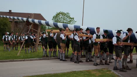 Junge-Männer-Tragen-Einen-Traditionellen-Bayerischen-Maibaum