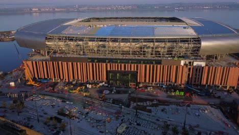 Gründung-Des-Everton-Football-Club,-Luftaufnahme-Der-Baustelle-Für-Das-Neue-Stadion-Am-Bramley-Moore-Dock-In-Liverpool