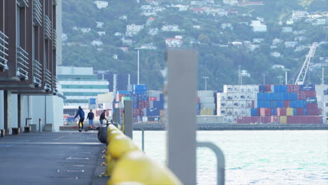Hover-boarder-carving-up-the-waterfront-in-Wellington,-New-Zealand