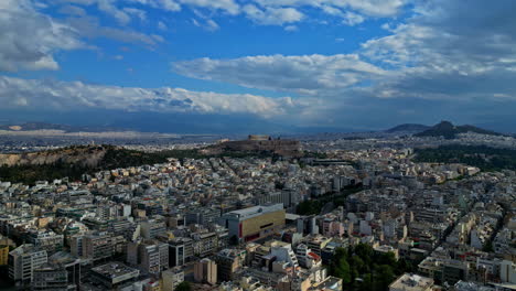 Paisaje-Urbano-Masivo-De-Atenas,-Grecia,-Vista-Aérea-De-Drones