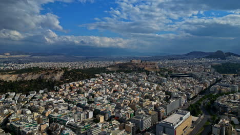 Vista-De-ángulo-Alto-De-La-Ciudad-De-Atenas,-Vasta-Metrópoli