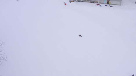 Children-enjoying-winter-time-by-sliding-down-hill-on-sledge