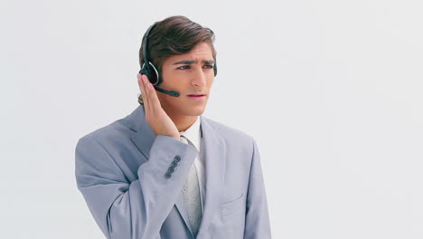 Businessman-wearing-a-headset