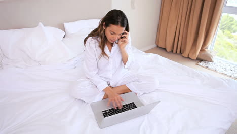 Serious-brunette-using-her-laptop